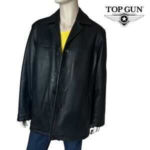 First Class Top Gun Black Leather Coat Jacket Genuine Leather Original Quality
